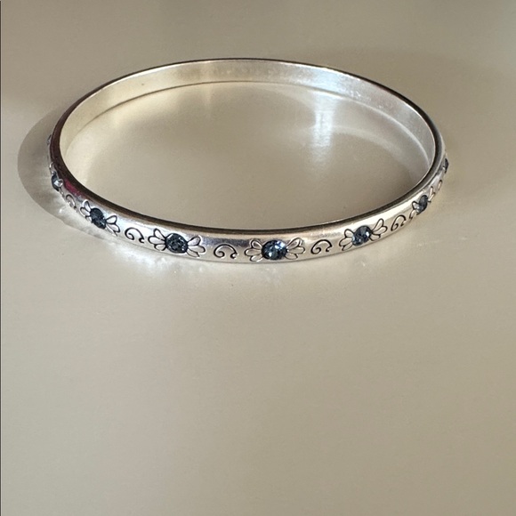 Brighton Jewelry - Brighton Women's Silver Bangle with Light Blue Crystals OS EUC
